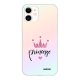 Coque iPhone 11 silicone fond holographique Princesse Couronne Design Evetane