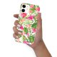Coque iPhone 11 silicone fond holographique Fleurs Tropicales Design Evetane