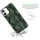 Coque iPhone 11 silicone fond holographique Python vert Design Evetane