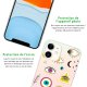Coque iPhone 11 silicone fond holographique Multi Yeux Design Evetane