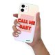 Coque iPhone 11 silicone fond holographique Call me baby Design Evetane