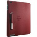 Étui rabat horizontal Ozaki Notebook rouge avec stylet pour iPad 3