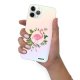 Coque iPhone 11 Pro silicone fond holographique Flamant Rose Cercle Design Evetane