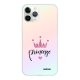 Coque iPhone 11 Pro silicone fond holographique Princesse Couronne Design Evetane