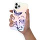 Coque iPhone 11 Pro silicone fond holographique Papillons Violets Design Evetane