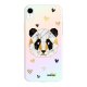 Coque iPhone Xr silicone fond holographique Panda Géométrique Design Evetane