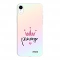 Coque iPhone Xr silicone fond holographique Princesse Couronne Design Evetane