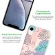 Coque iPhone Xr silicone fond holographique Feuilles Pastels Design Evetane
