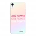 Coque iPhone Xr silicone fond holographique Girl Power Dégradé Design Evetane