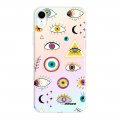 Coque iPhone Xr silicone fond holographique Multi Yeux Design Evetane