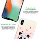 Coque iPhone X/Xs silicone fond holographique Panda Géométrique Rose Design Evetane