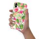 Coque iPhone X/Xs silicone fond holographique Fleurs Tropicales Design Evetane