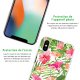 Coque iPhone X/Xs silicone fond holographique Fleurs Tropicales Design Evetane