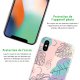 Coque iPhone X/Xs silicone fond holographique Feuilles Pastels Design Evetane