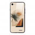 Coque en verre trempé iPhone 7/8/ iPhone SE 2020 Palmier et Soleil beige Ecriture Tendance et Design Evetane.