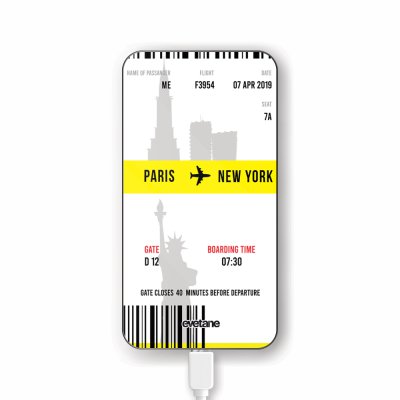 Batterie verre trempé 8000mAh Blllet Paris-New York Motif Ecriture Tendance Evetane