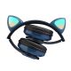 Casque en forme oreille de chats  Bluetooth avec Lumière LED Bleu Marine 