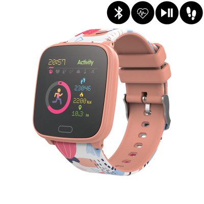 Montre connectée Bluetooth Enfant avec contrôle de la musique,distance parcourue,moniteur fréquence cardiaque - Orange