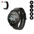 Montre connectée Bluetooth avec moniteur de fréquence cardiaque,surveillance du sommeil, suivi d'activité noir avc braceletoff