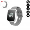 Montre connectée Bluetooth avec moniteur de fréquence cardiaque,podomètre,calories brûlées, contrôle de la musique argent