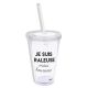 Mug transparent avec paille en plastique Raleuse Mais Heureuse