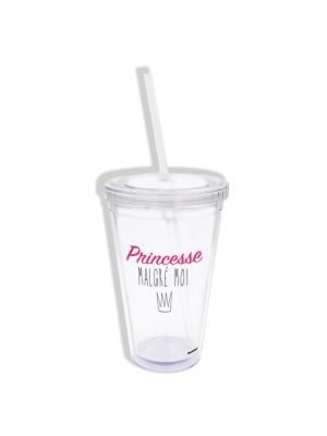 Mug transparent avec paille en plastique Princesse Malgré Moi