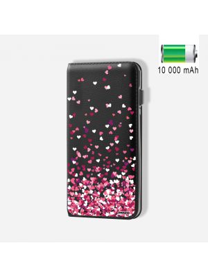 Batterie externe POWER BANK 10 000mAh Confettis De Cœur - Compatible Lightning & Micro USB