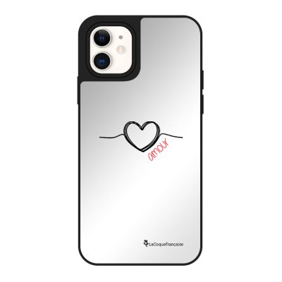 Coque iPhone 11 miroir Coeur Noir Amour Design La Coque Francaise.