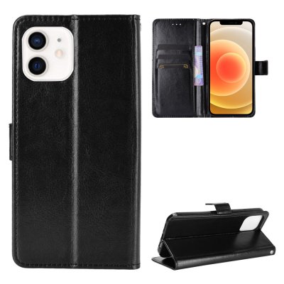 Etui Coque iPhone 12 Mini Noir, Protection Housse Portefeuille Emplacement cartes , support dépliant et Languette Magnétique 