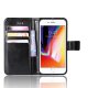 Etui Coque iPhone 7/8/SE 2020 Noir, Protection Housse Portefeuille Emplacement cartes , support dépliant Languette Magnétique 