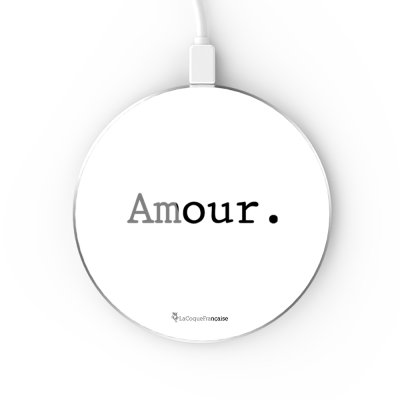 Chargeur Induction contour argent blanc Amour La Coque Francaise