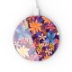 Chargeur Induction contour argent blanc Fleurs violettes et oranges La Coque Francaise