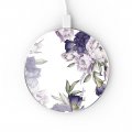 Chargeur Induction contour argent blanc Pivoines Violettes La Coque Francaise