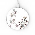 Chargeur Induction contour argent blanc Fleurs Sauvages La Coque Francaise