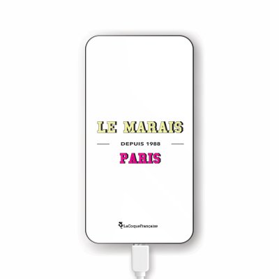 Batterie en verre trempé universel 8000mAh Le Marais Motif Ecriture Tendance La Coque Francaise