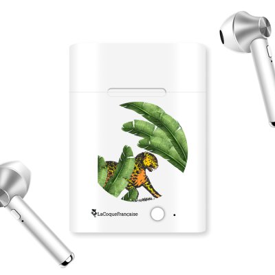 Ecouteurs Sans Fil Bluetooth Argent argent Jungle Ecriture Tendance et Design La Coque Francaise.