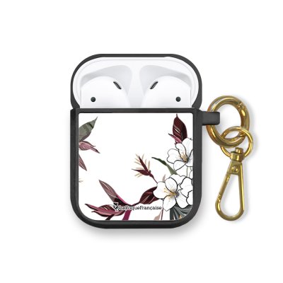 Housse pour airpods silicone liquide noir Fleurs Sauvages Motif Ecriture Tendance La Coque Francaise