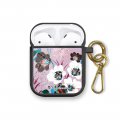 Housse pour airpods silicone liquide noir Fleurs parme Motif Ecriture Tendance La Coque Francaise