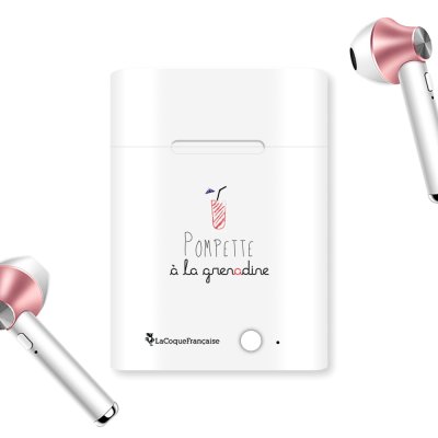 Ecouteurs Sans Fil Bluetooth Rose Gold rose gold Pompette à la grenadine Ecriture Tendance et Design La Coque Francaise.