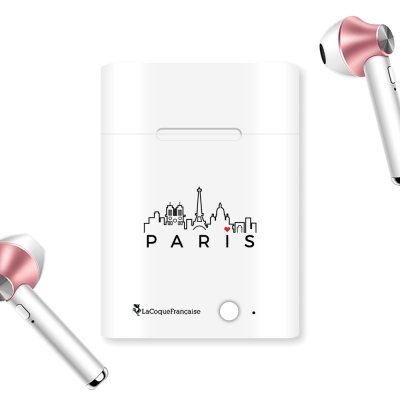 Ecouteurs Sans Fil Bluetooth Rose Gold rose gold Skyline Paris Ecriture Tendance et Design La Coque Francaise.