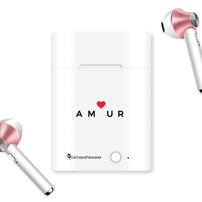 Ecouteurs Sans Fil Bluetooth Rose Gold rose gold Amour_coeur Ecriture Tendance et Design La Coque Francaise.