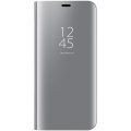 Etui Samsung Galaxy A51 à rabat clear view translucide Support Miroir Anti chocs Argent