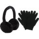 Pack Kitsound noir avec casque et gants pour écrans tactiles