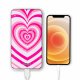 Batterie verre trempé 8000mAh Coeur Psychédélique Rose Motif Ecriture Tendance Evetane