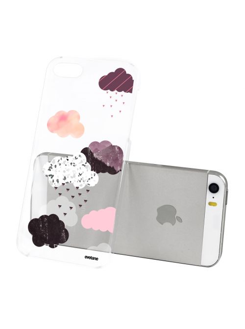 Coque iPhone 5/5S/SE rigide transparente Nuages Graphique ...