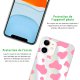 Coque iPhone 11 Pro silicone fond holographique Cow print pink Design Evetane