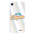 Coque iPhone Xr silicone fond holographique California Design Evetane