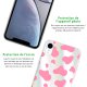Coque iPhone Xr silicone fond holographique Cow print pink Design Evetane