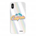 Coque iPhone X/Xs silicone fond holographique California Design Evetane
