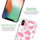 Coque iPhone X/Xs silicone fond holographique Cow print pink Design Evetane